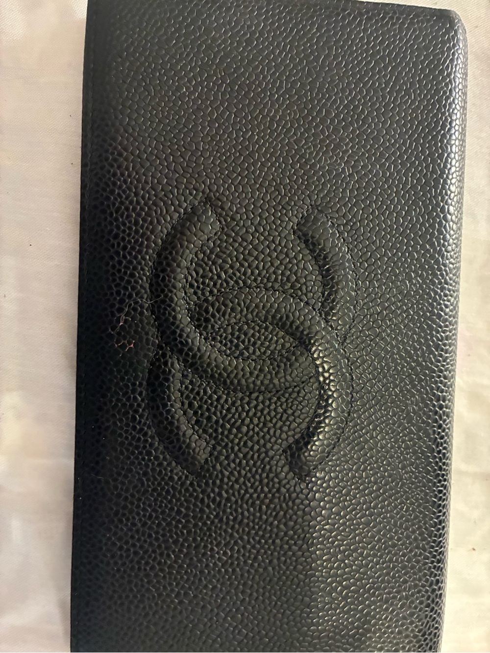 CHANEL Black  Caviar Leather Long Wallet